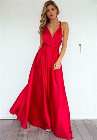 The Perfect Date Satin Maxi Dress (Red) - BEST SELLING The Perfect Date Satin Maxi Dress (Red) - BEST SELLING