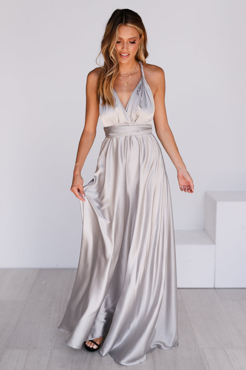 The Perfect Date Satin Maxi Dress (Silver) - BEST SELLING UsTrendy The Perfect Date Satin Maxi Dress (Silver) - BEST SELLING UsTrendy
