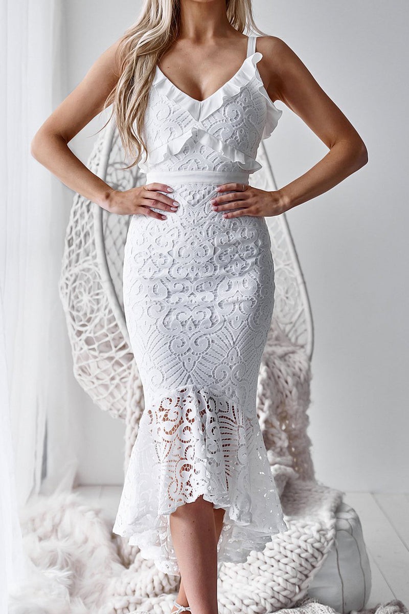 two sisters the label white lace dress Mesina Dress