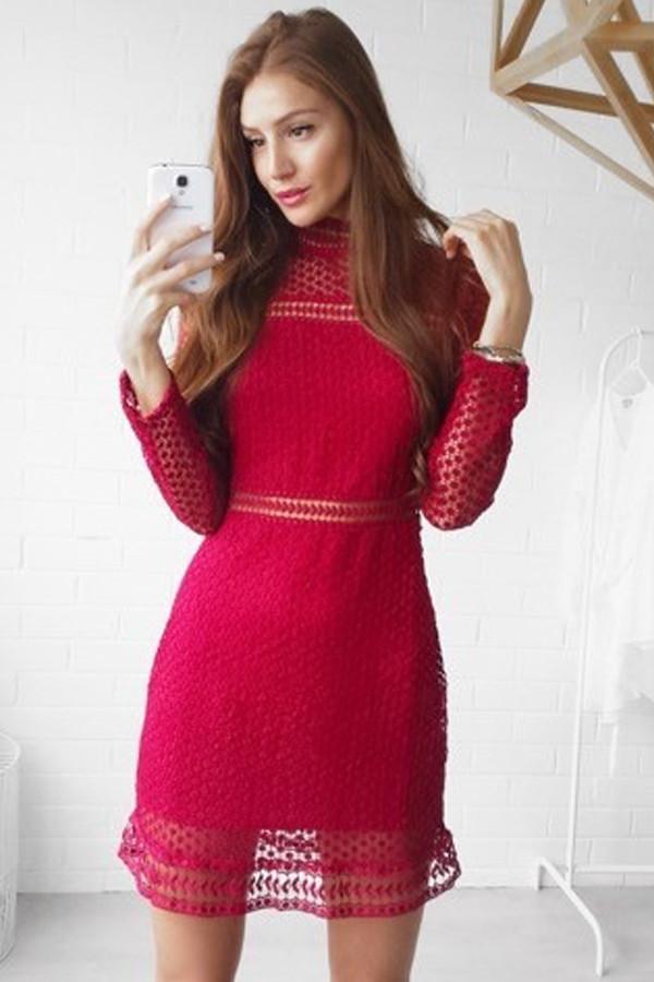red frilly dress Ms Ruffles mini vibrant red hue instantly catches the eye and adds a touch of sophistication to any occasion Barcelona Ruffle Maxi Dress -