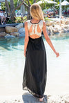 Black Sleeveless Maxi Dress with Sequin Cutout Back