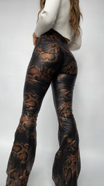 Snakeprint High Waisted Bell Bottom Flare Jeans