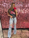 Acid Medium Wash Tummy Control Flare Jeans
