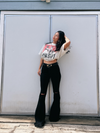 Distressed High Waisted Flare Stretch Jeans