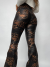 Snakeprint High Waisted Bell Bottom Flare Jeans