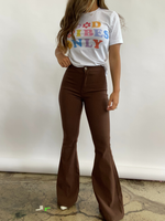 Chocolate Brown High Waisted Bell Bottom Flare Jeans