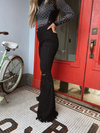 Distressed High Waisted Flare Stretch Jeans