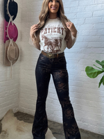 Snakeprint High Waisted Bell Bottom Flare Jeans