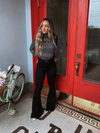 Distressed High Waisted Flare Stretch Jeans