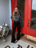 Distressed High Waisted Flare Stretch Jeans