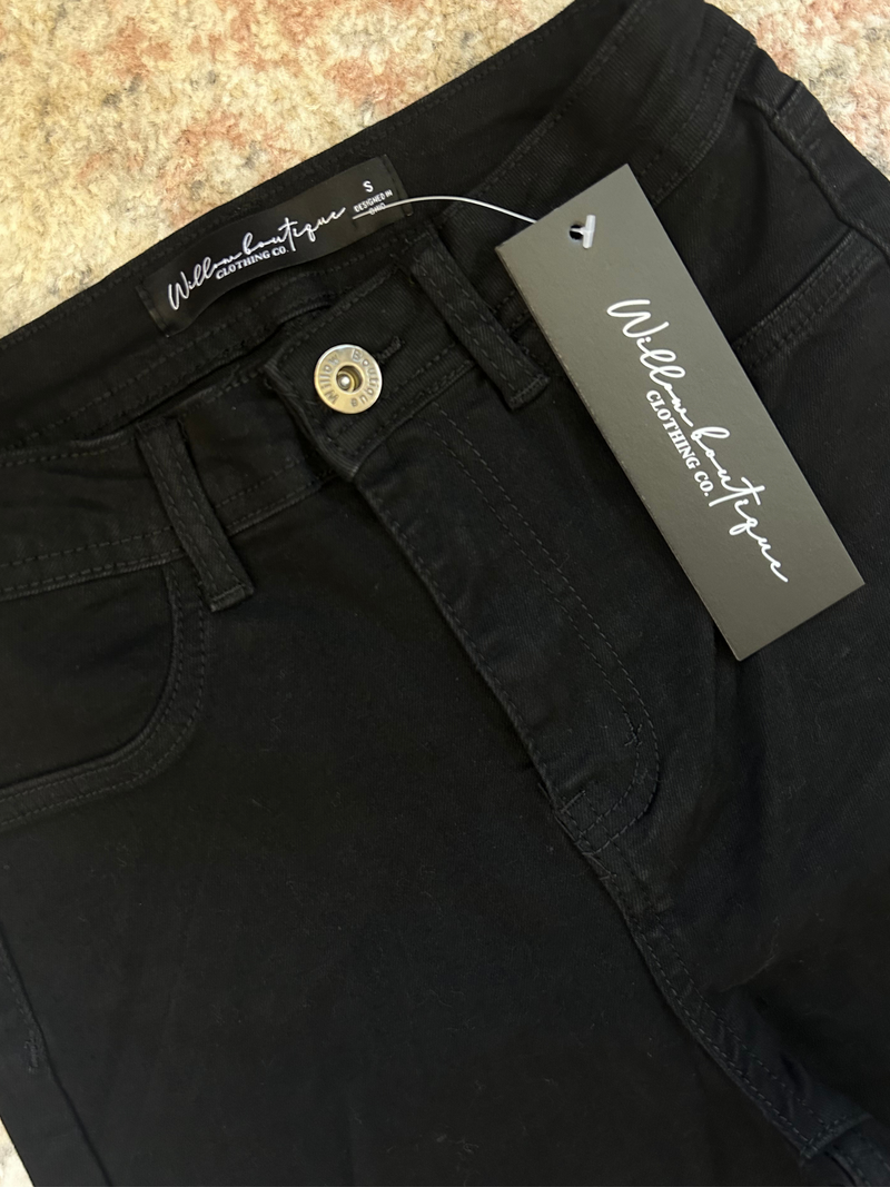 Distressed High Waisted Flare Stretch Jeans