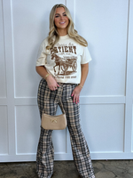 Gretchen High Waisted Plaid Flare Jeans