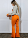 Fiona High Waisted Bell Bottom Flare Jeans - Orange