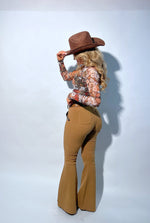 Mocha High Waisted Bell Bottom Flare Stretch