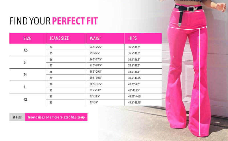 Pink High Waisted Bell Bottom Flare Jeans