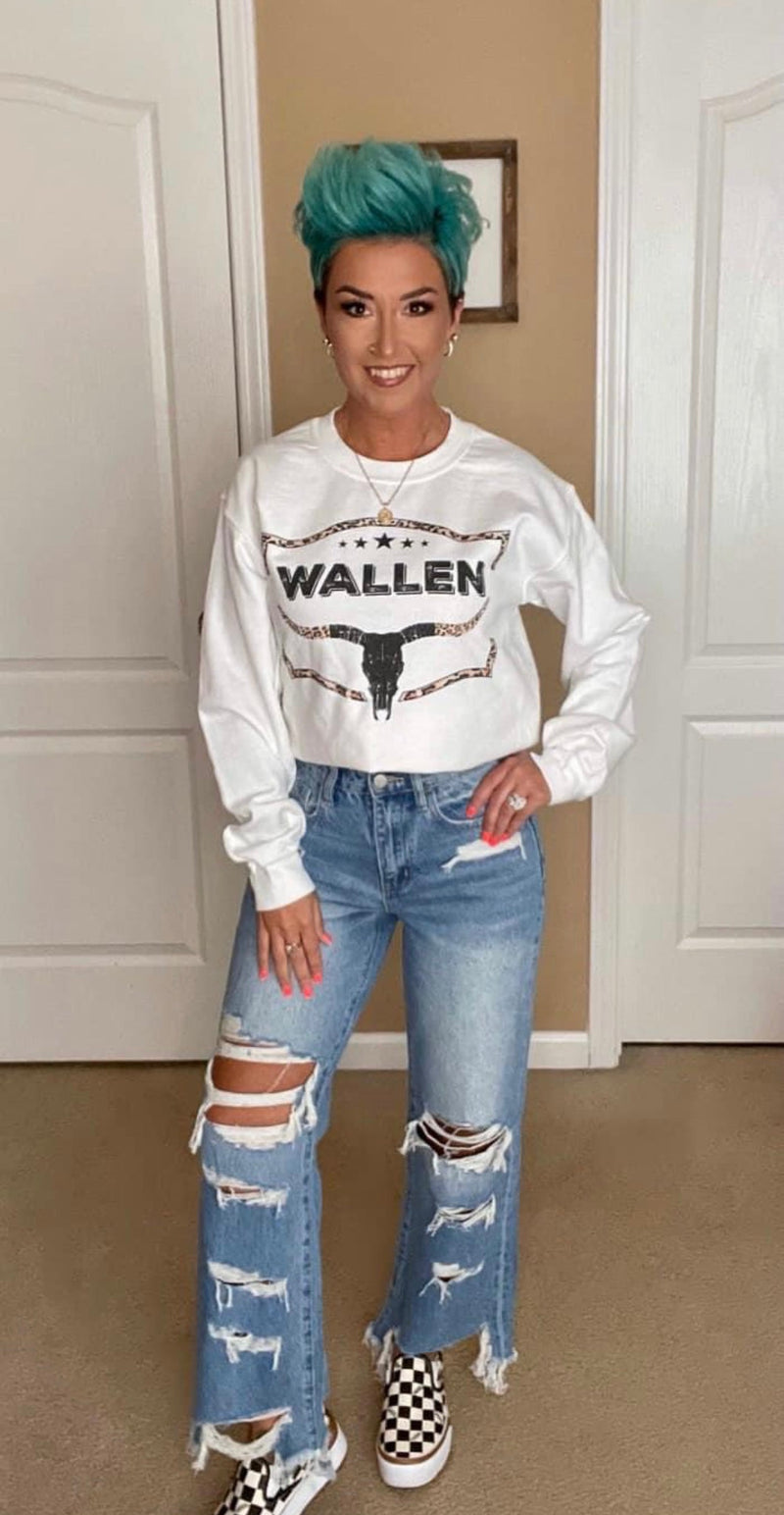 Light Wash Wide Leg Distressed Jeans