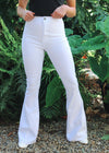 White High Waisted Bell Bottom Flare Stretch Jeans