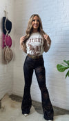 Snakeprint High Waisted Bell Bottom Flare Jeans