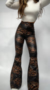 Snakeprint High Waisted Bell Bottom Flare Jeans