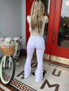White High Waisted Bell Bottom Flare Stretch Jeans
