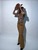 Mocha High Waisted Bell Bottom Flare Stretch
