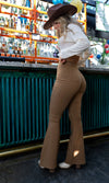 Mocha High Waisted Bell Bottom Flare Stretch