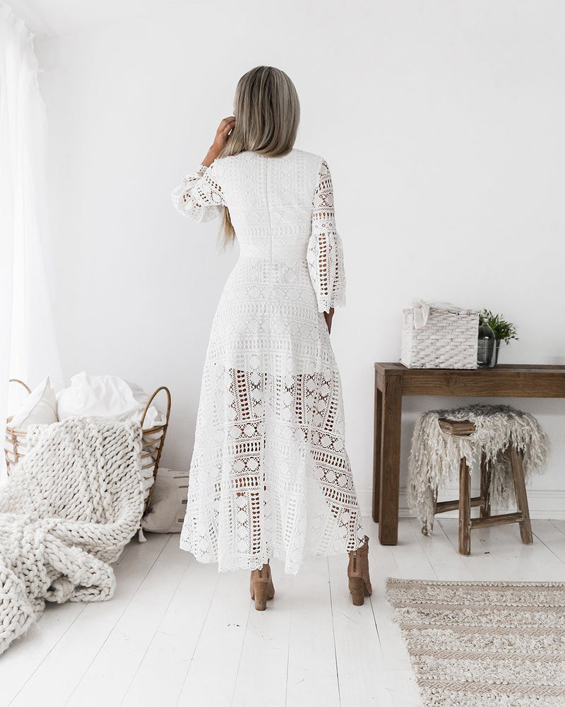 Boho High Low Dress | White, 14/XL Boho High Low Dress | White, 14/XL