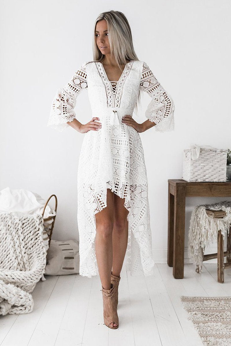high low lace dress Boho High Low Dress