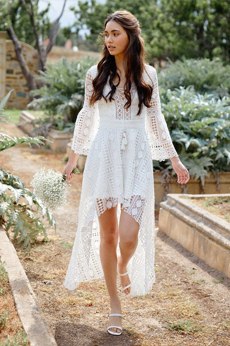 Boho High Low Dress | White, 6/XS Boho High Low Dress | White, 6/XS