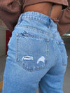 Light Wash Wide Leg Distressed Jeans