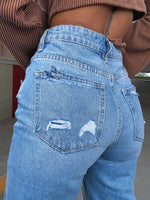Light Wash Wide Leg Distressed Jeans