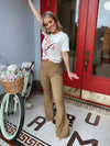 Mocha High Waisted Bell Bottom Flare Stretch