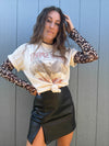 Black Faux Leather Side Slit Leather Skort