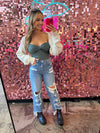 Light Wash Wide Leg Distressed Jeans