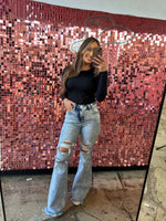 Acid Medium Wash Tummy Control Flare Jeans