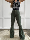 *Fiona High Waisted Bell Bottom Flare Jeans - Olive