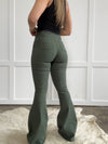 *Fiona High Waisted Bell Bottom Flare Jeans - Olive