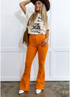 Fiona High Waisted Bell Bottom Flare Jeans - Orange