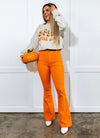 Fiona High Waisted Bell Bottom Flare Jeans - Orange