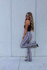 Gretchen High Waisted Plaid Flare Jeans