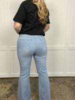 Light Wash Denim Distressed High Waisted Flares