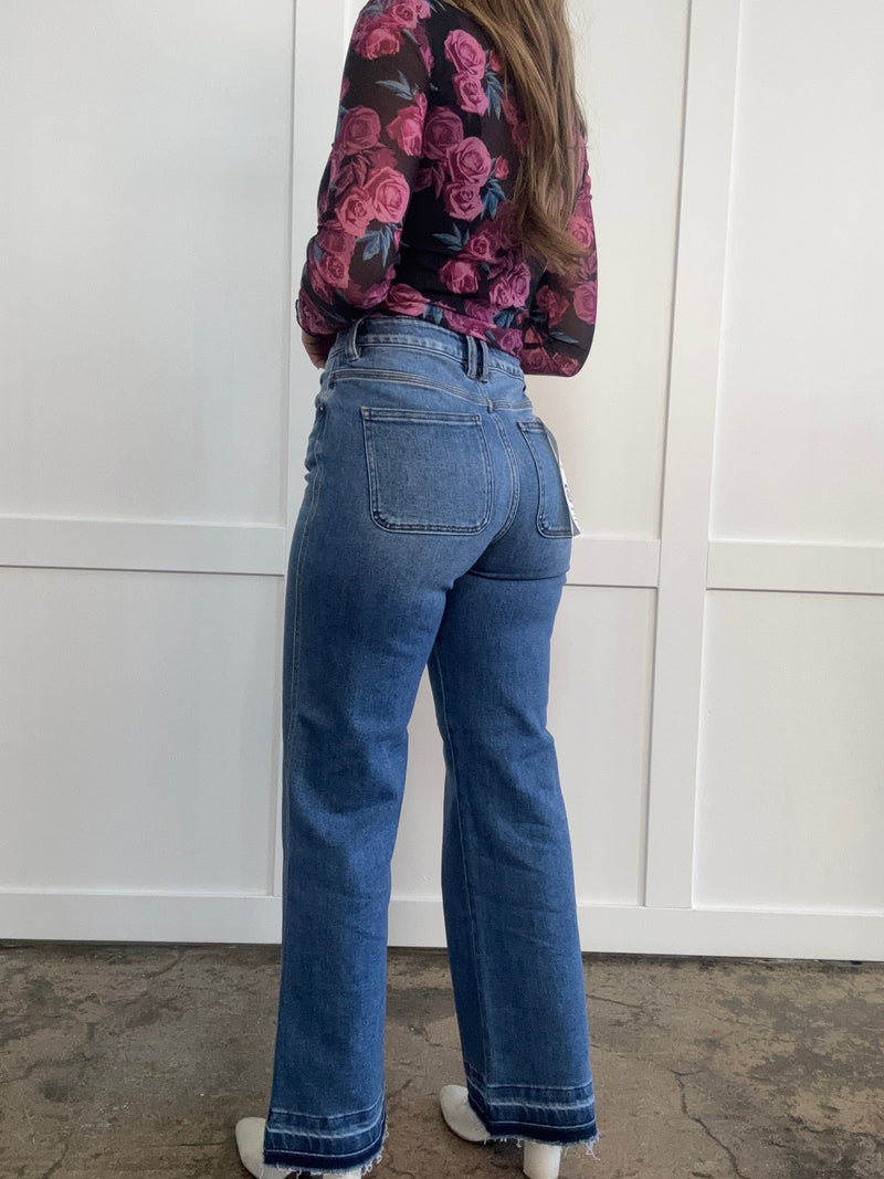 Raw Hem Ankle Bootcut Jeans