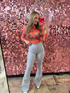 Light GreyHigh Waisted Bell Bottom Flare Jeans