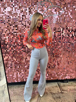 Light GreyHigh Waisted Bell Bottom Flare Jeans