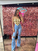Light Wash Denim Distressed High Waisted Flares
