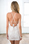 White Lace Cross Tie Back Dress