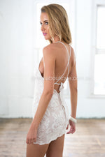 White Lace Cross Tie Back Dress