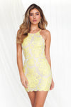 Yellow Lace Cross Tie Back Dress