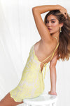 Yellow Lace Cross Tie Back Dress