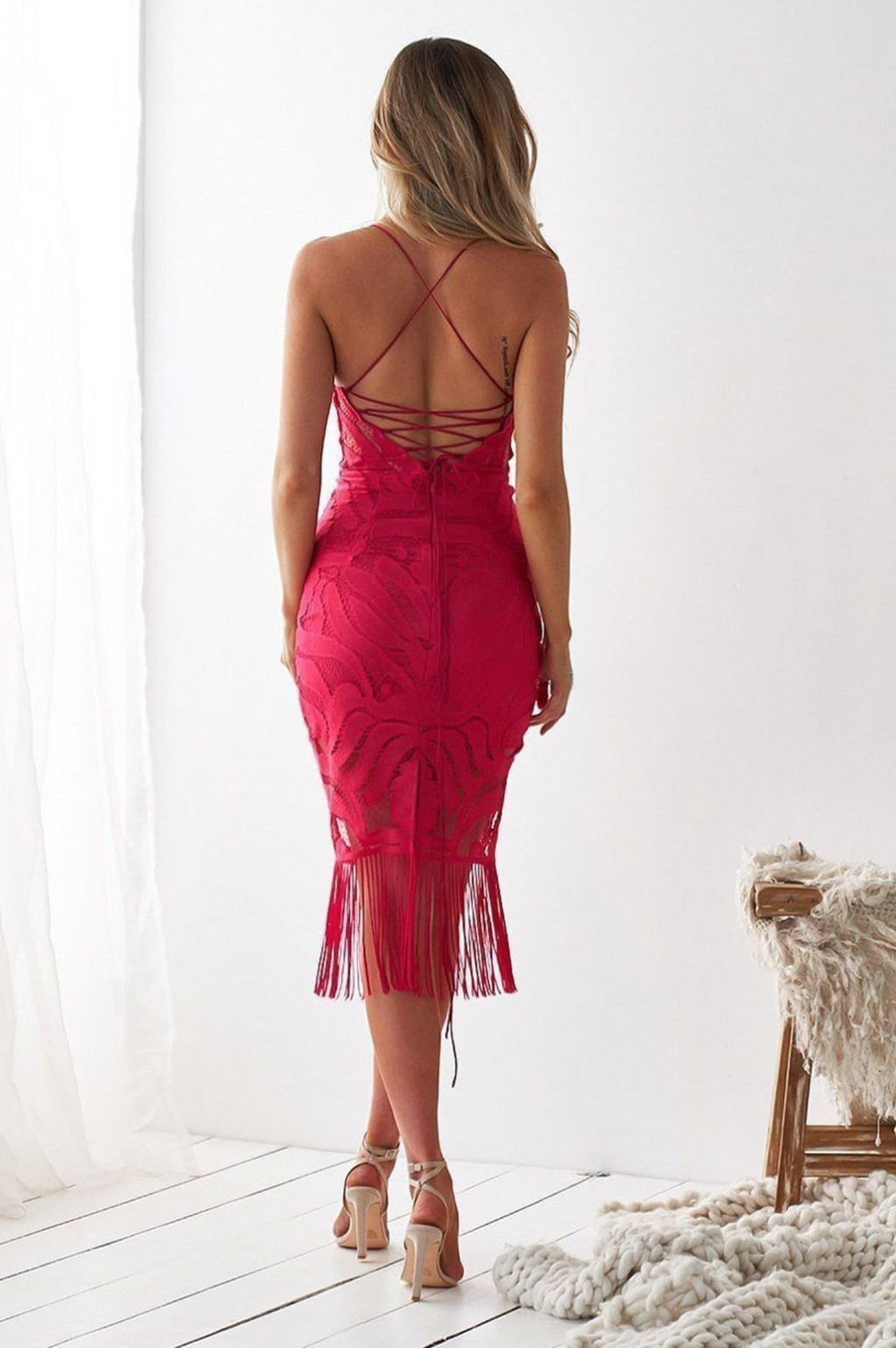 khaleesi pink dress Khaleesi Slip Midi Dress